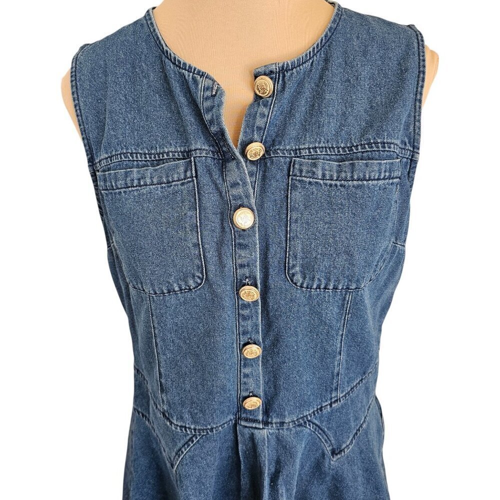Heartloom Darla Denim Button Up Mini A-Line Dress Sz M - Picture 6 of 12